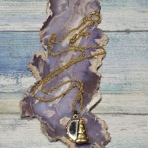 Elegant Gold Mirror Lighthouse  Pendant Necklace.